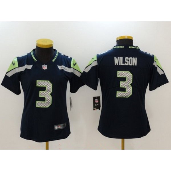 Women's Seattle Seahawks #3 Russell Wilson Navy Blue 2017 Vapor Untouchable Stitched NFL Nike Limited Jersey