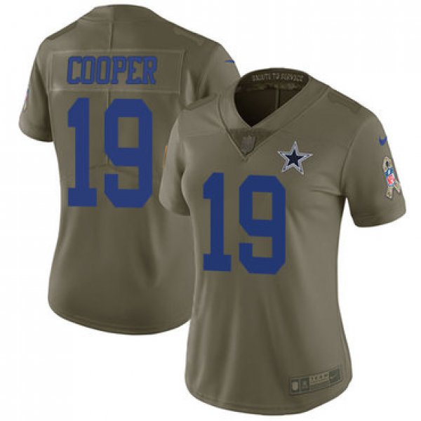Dallas Cowboys #19 Limited Amari Cooper Olive Nike NFL Women's Salute to Service Jersey
