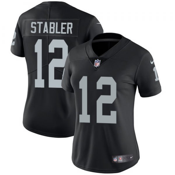 Nike Raiders #12 Kenny Stabler Black Team Color Women's Stitched NFL Vapor Untouchable Limited Jersey