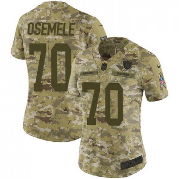 Nike Raiders #70 Kelechi Osemele Camo Women's Stitched NFL Limited 2018 Salute to Service Jersey