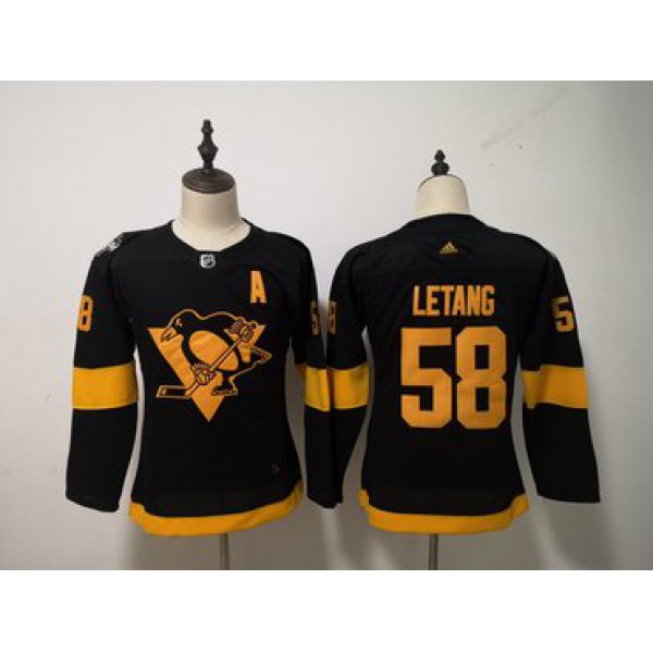 Penguins 58 Kris Letang Black Women 2019 NHL Stadium Series Adidas Jersey