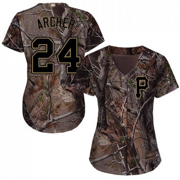 Pittsburgh Pirates #24 Chris Archer Camo Realtree Collection Cool Base Women's Stitched Baseball Jersey