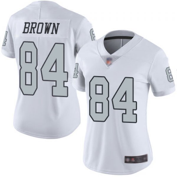 Women Oakland Raiders #84 Antonio Brown White Color Rush Limited Jersey