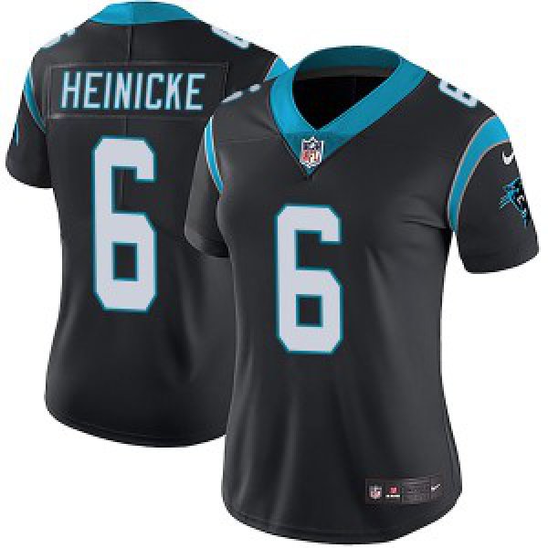 Women's Carolina Panthers Nike #6 Taylor Heinicke Limited Black Team Color Vapor Untouchable Jersey