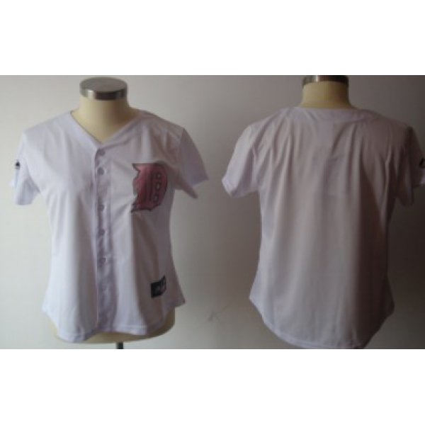 Detroit Tigers Blank White With Pink Womens Jersey