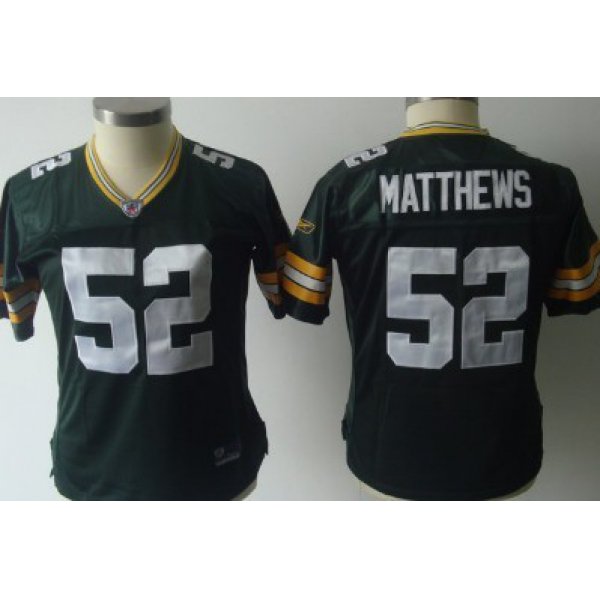 Green Bay Packers #52 Clay Matthews Green Womens Jersey