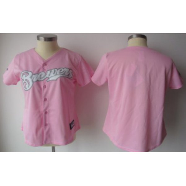 Milwaukee Brewers Blank Pink Womens Jersey