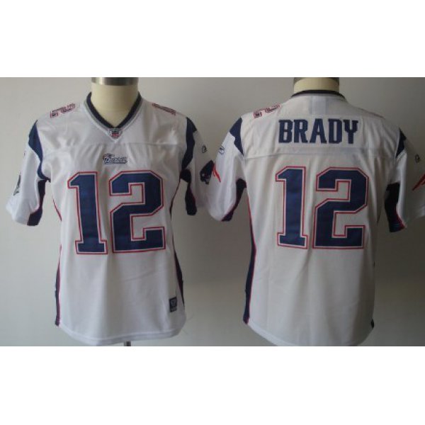 New England Patriots #12 Tom Brady White Womens Jersey
