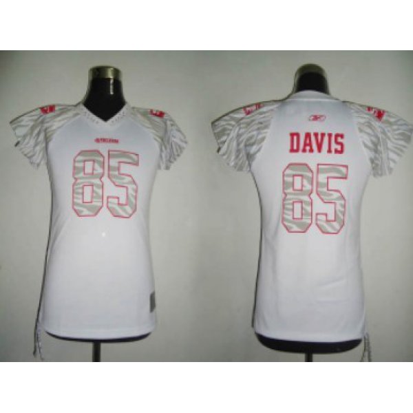 San Francisco 49ers #85 Davis White Womens Zebra Field Flirt Fashion Jersey