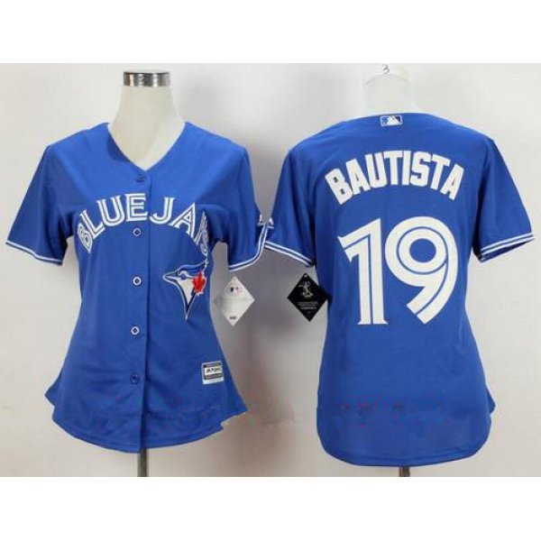 Women's Toronto Blue Jays #19 Jose Bautista Royal Blue Stitched MLB Majestic Cool Base Jersey