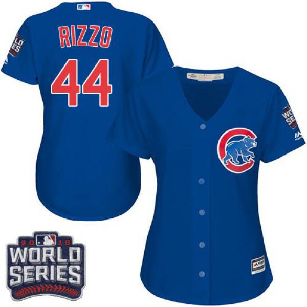 Cubs #44 Anthony Rizzo Blue Alternate 2016 World Series Bound Women's Stitched MLB Jersey