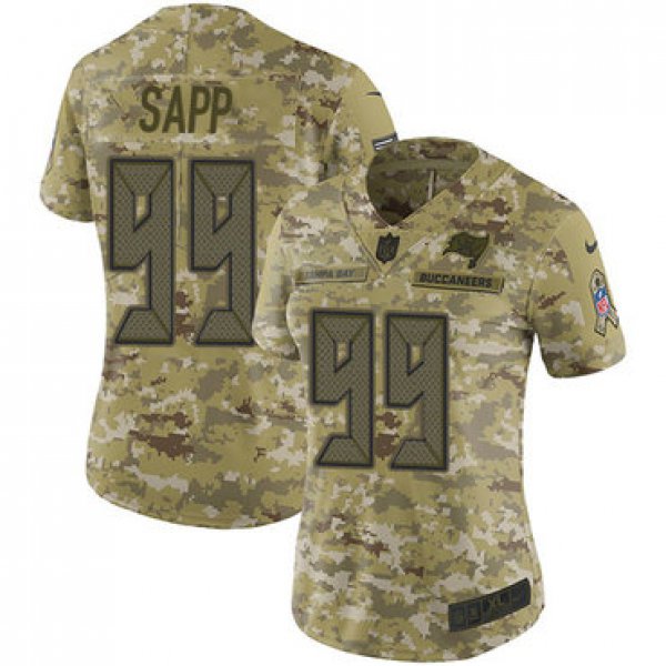 Nike Buccaneers #99 Warren Sapp Camo Women's Stitched NFL Limited 2018 Salute to Service Jersey