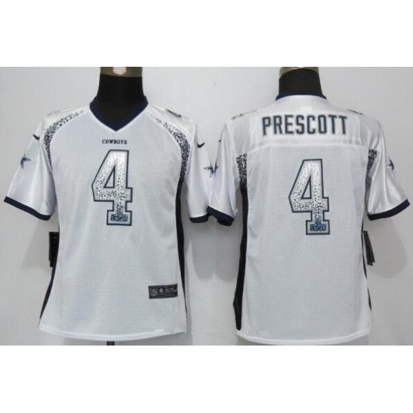 Women's Dallas Cowboys #4 Dak Prescott White Drift Stitched NFL Nike Fashion Jersey