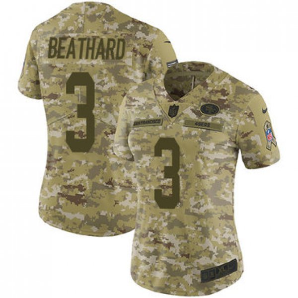 Nike 49ers #3 C.J. Beathard Camo Women's Stitched NFL Limited 2018 Salute to Service Jersey