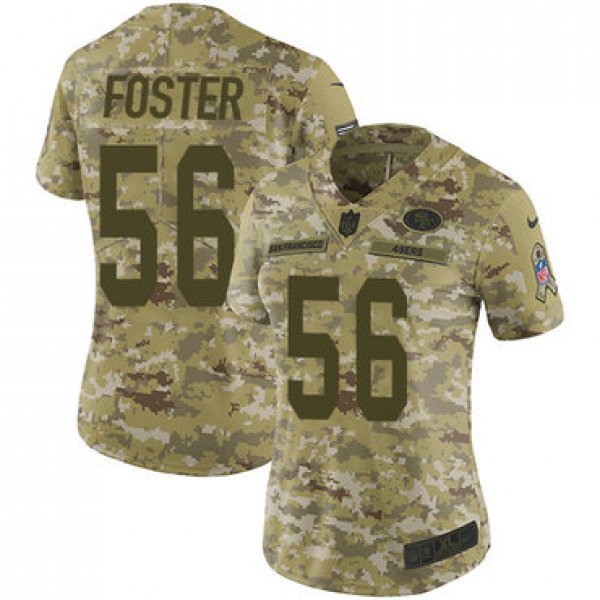 Nike 49ers #56 Reuben Foster Camo Women's Stitched NFL Limited 2018 Salute to Service Jersey