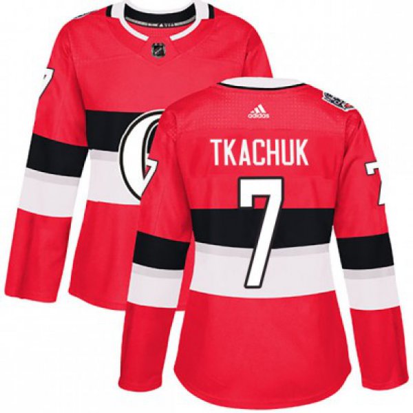 Women's Authentic Ottawa Senators #7 Brady Tkachuk Adidas 2017 100 Red Classic Jersey