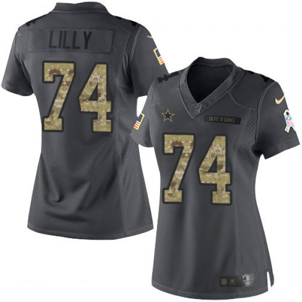 Women's Dallas Cowboys #74 Bob Lilly Black Anthracite 2016 Salute To Service Stitched NFL Nike Limited Jersey