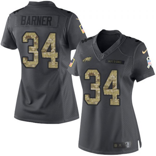 Women's Philadelphia Eagles #34 Kenjon Barner Black Anthracite 2016 Salute To Service Stitched NFL Nike Limited Jersey