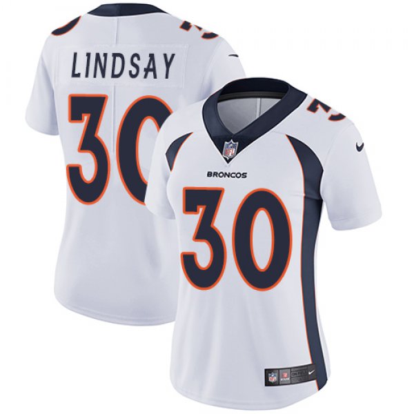 Nike Denver Broncos #30 Phillip Lindsay White Women's Stitched NFL Vapor Untouchable Limited Jersey