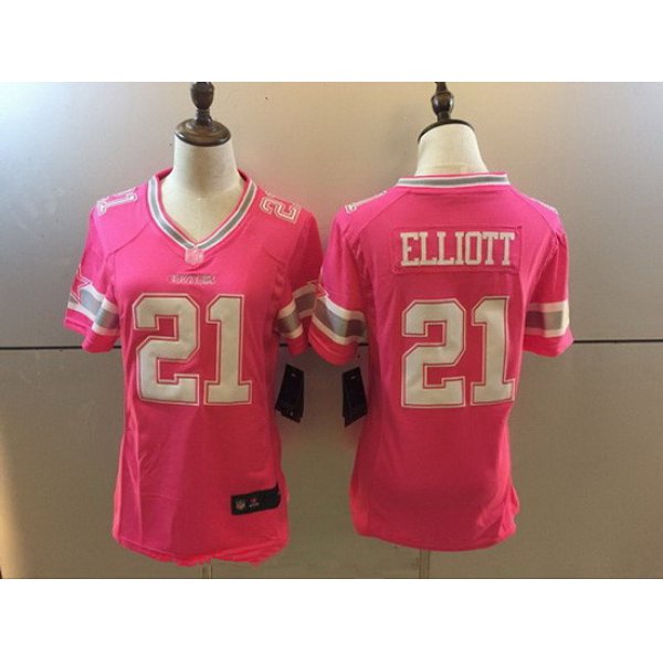 Women's Dallas Cowboys #21 Ezekiel Elliott Pink 2016 Breast Cancer Awareness Stitched NFL Nike Fashion Jersey