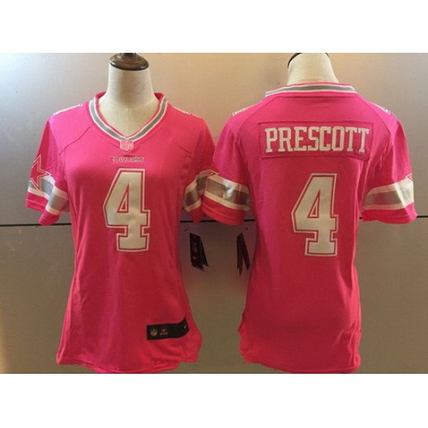 Women's Dallas Cowboys #4 Dak Prescott Pink 2016 Breast Cancer Awareness Stitched NFL Nike Fashion Jersey