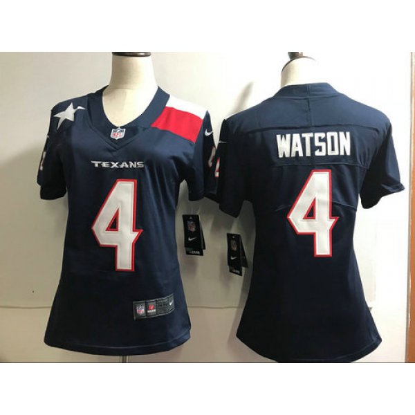 Women's Nike Houston Texans #4 Deshaun Watson Blue Stitched NFL 2018 Vapor Untouchable Limited Jersey