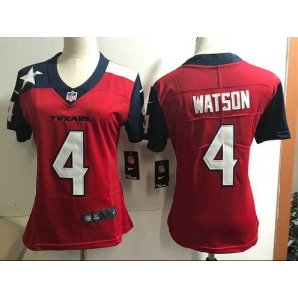 Women's Nike Houston Texans #4 Deshaun Watson Red Stitched NFL 2018 Vapor Untouchable Limited Jersey