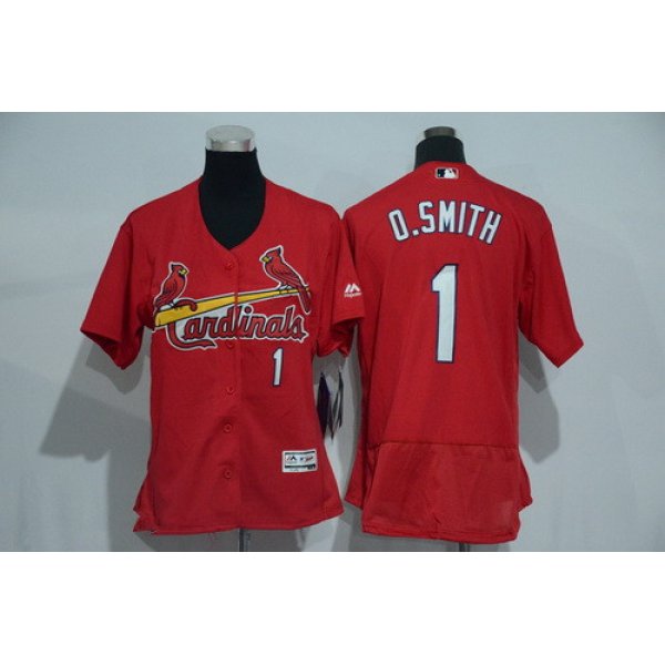 Women's St. Louis Cardinals #1 Ozzie Smith Retired Red 2016 Flexbase Stitched Baseball Jersey