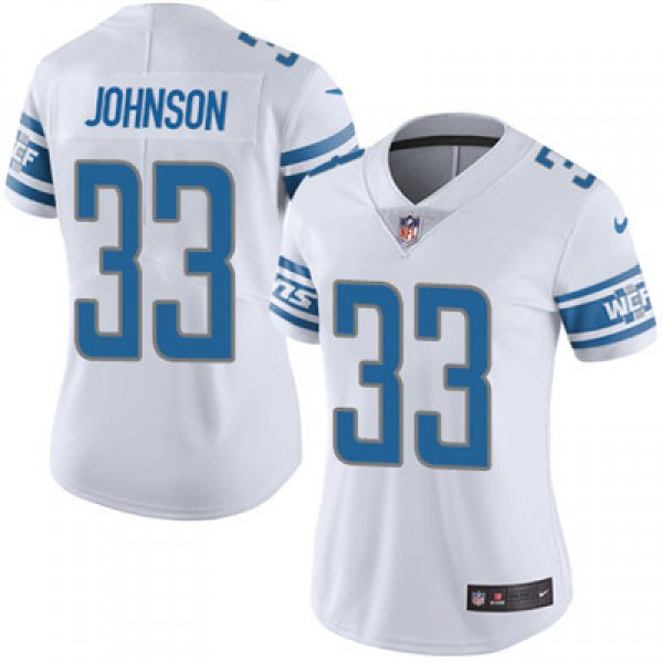 Nike Detroit Lions #33 Kerryon Johnson White Women's Stitched NFL Vapor Untouchable Limited Jersey