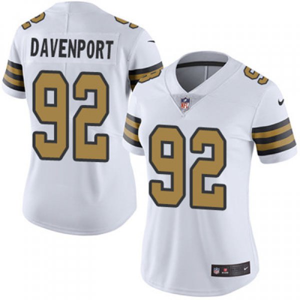 Nike New Orleans Saints #92 Marcus Davenport White Women's Stitched NFL Limited Rush Jersey