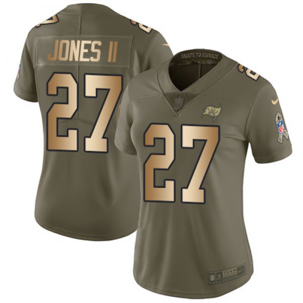 Nike Tampa Bay Buccaneers #27 Ronald Jones II Olive Gold Women's Stitched NFL Limited 2017 Salute to Service Jersey