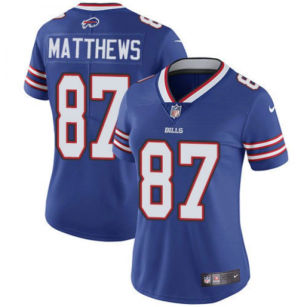 Women Nike Bills #87 Jordan Matthews Royal Blue Team Color Stitched NFL Vapor Untouchable Limited Jersey