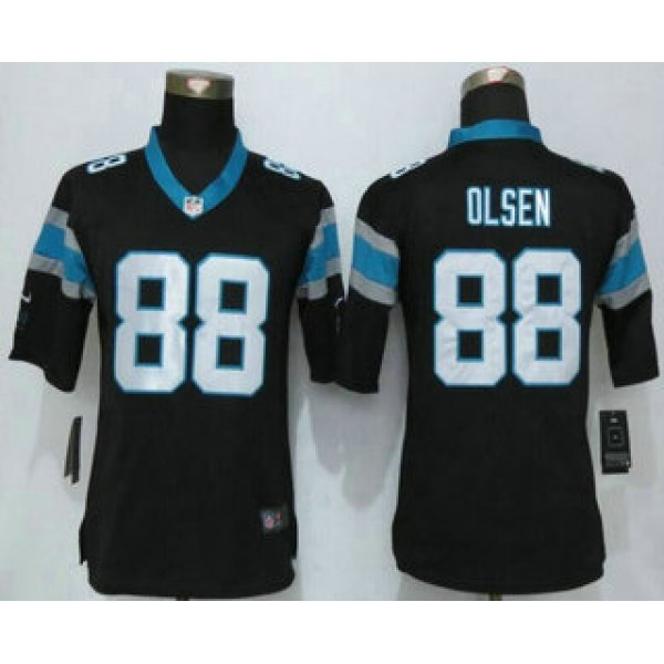 Women's Carolina Panthers #88 Greg Olsen Black Team Color NFL Nike Limited Jersey