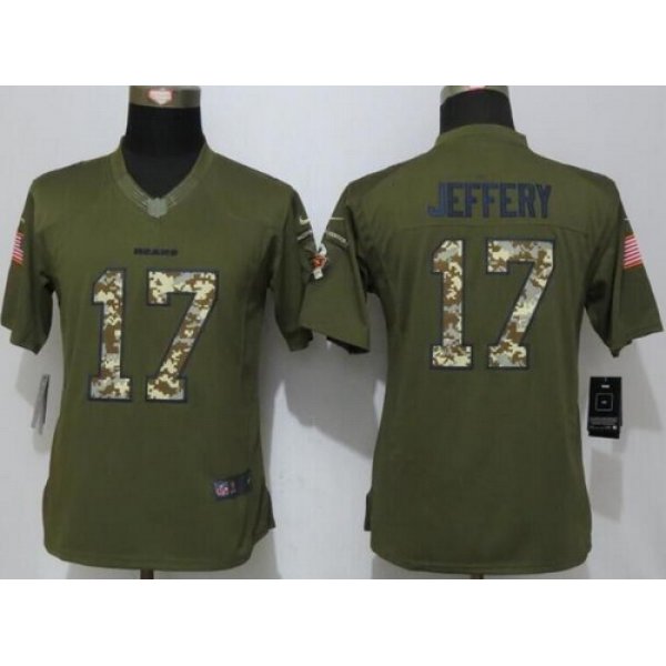 Women's Chicago Bears #17 Alshon Jeffery Green Salute to Service NFL Nike Limited Jersey