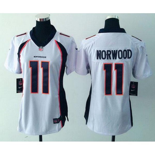 Women's Denver Broncos #11 Jordan Norwood White Road NFL Nike Game Jersey