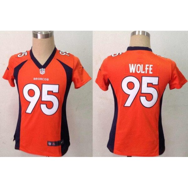 Women's Denver Broncos #95 Derek Wolfe Orange Team Color NFL Nike Game Jersey