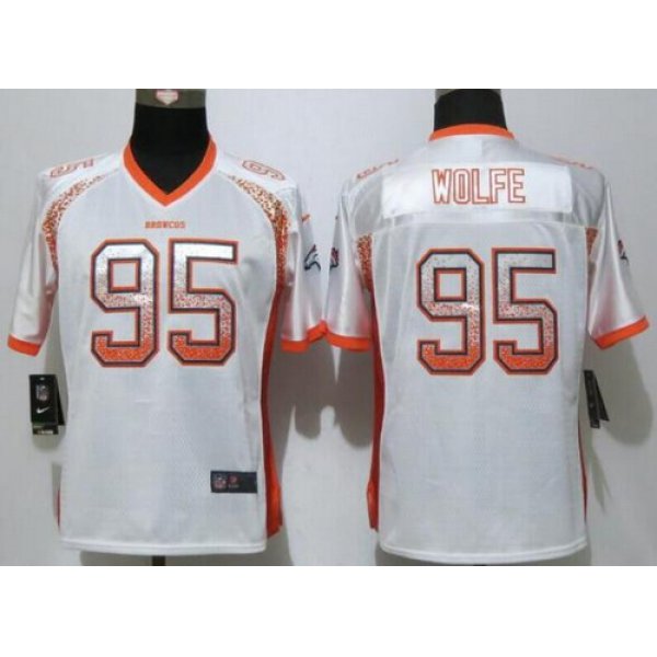 Women's Denver Broncos #95 Derek Wolfe White Drift Fashion NFL Nike Jersey