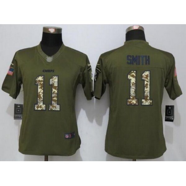 Women's Kansas City Chiefs #11 Alex Smith Green Salute to Service NFL Nike Limited Jersey