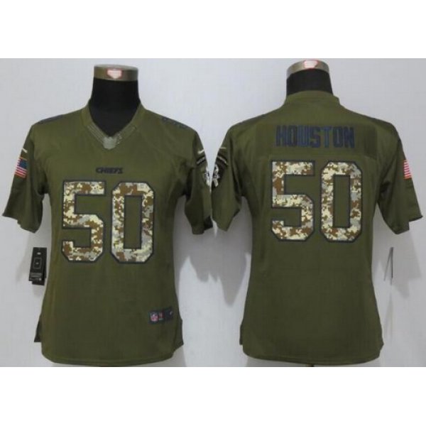Women's Kansas City Chiefs #50 Justin Houston Green Salute to Service NFL Nike Limited Jersey