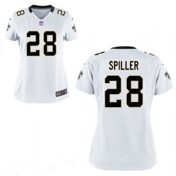 Women's New Orleans Saints #28 C.J. Spiller White Road Stitched NFL Nike Game Jersey
