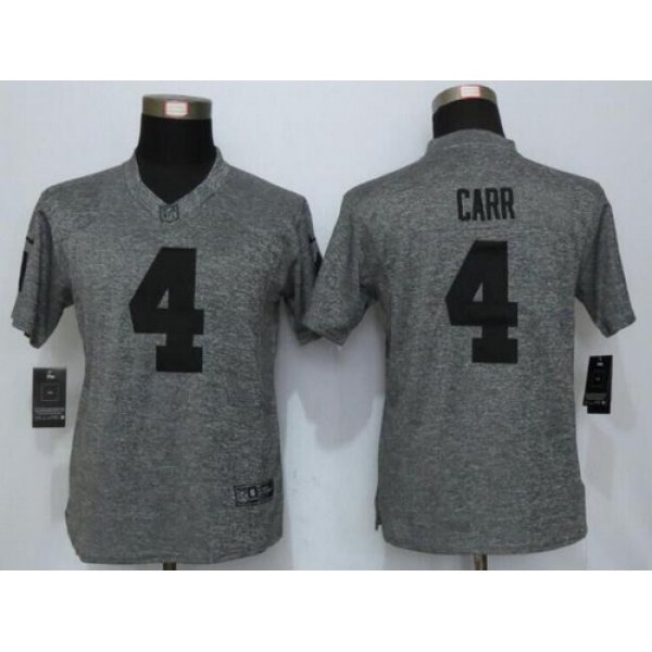 Women's Oakland Raiders #4 Derek Carr Gray Gridiron Nike NFL Limited Jersey