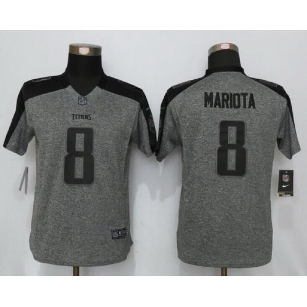 Women's Tennessee Titans #8 Marcus Mariota Gray Gridiron Stitched NFL Nike Limited Jersey