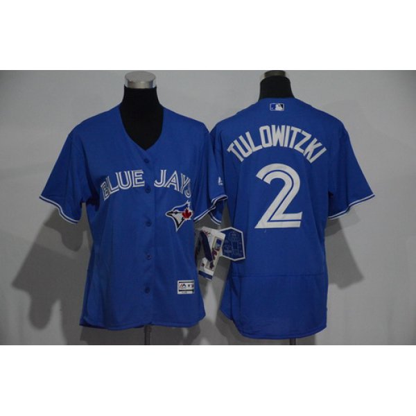 Women's Toronto Blue Jays #2 Troy Tulowitzki Royal Blue 2016 Flexbase Stitched Baseball Jersey