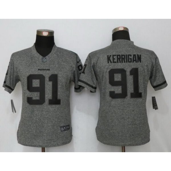 Women's Washington Redskins #91 Ryan Kerrigan Gray Gridiron Stitched NFL Nike Limited Jersey