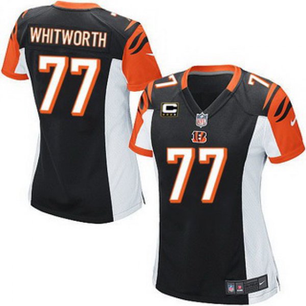 Womens Cincinnati Bengals #77 Andrew Whitworth Black TEAM COLOR Game Jersey