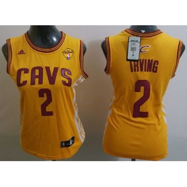 Women's Cleveland Cavaliers #2 Kyrie Irving Yellow 2016 The NBA Finals Patch Jersey