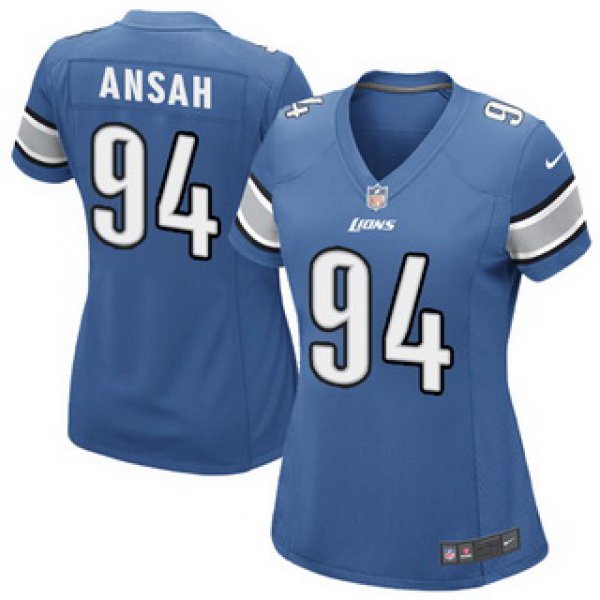 Women's Detroit Lions #94 Ezekiel Ansah Light Blue Nik Game Jersey