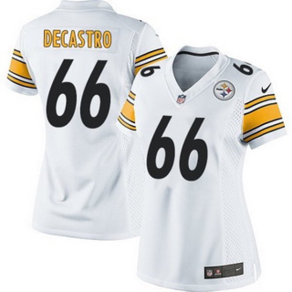 Women's Pittsburgh Steelers #66 David DeCastro Road white Nike Game Jersey