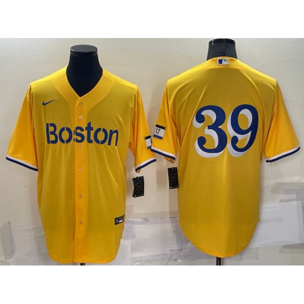 Men's Boston Red Sox #39 Christian Arroyo Gold No Name 2021 City Connect Stitched MLB Cool Base Nike Jersey