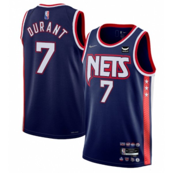 Men's Brooklyn Nets #7 Kevin Durant Navy 2021-22 Swingman City Edition 75th Anniversary Stitched Basketball Jersey